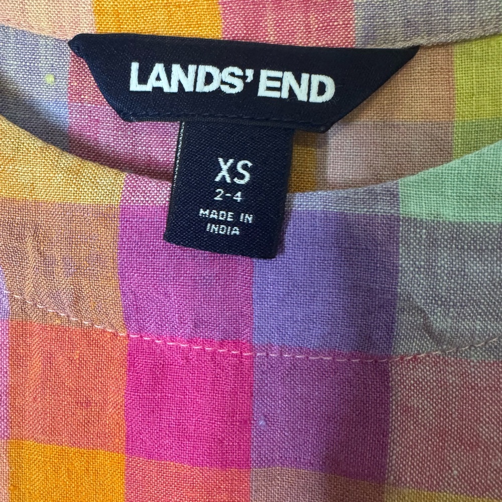 Lands' End Colorful Plaid Blouse Size XS - Picture 3 of 11